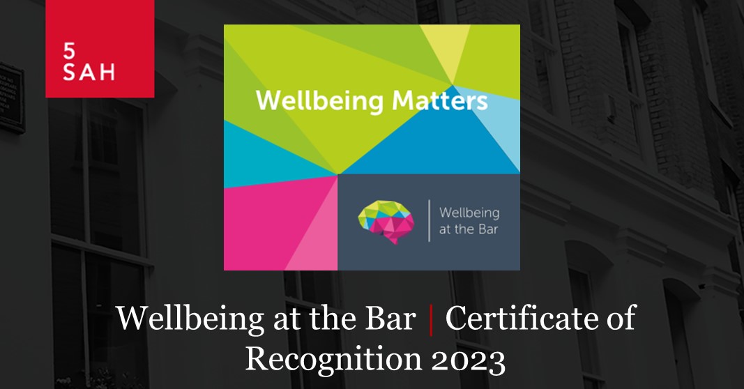 We are delighted to announce that we have been awarded the Wellbeing at the Bar: Certificate of Recognition 2023. Awarded by @thebarcouncil Find out more here: bit.ly/5SAHwellbeing23 #wellbeing