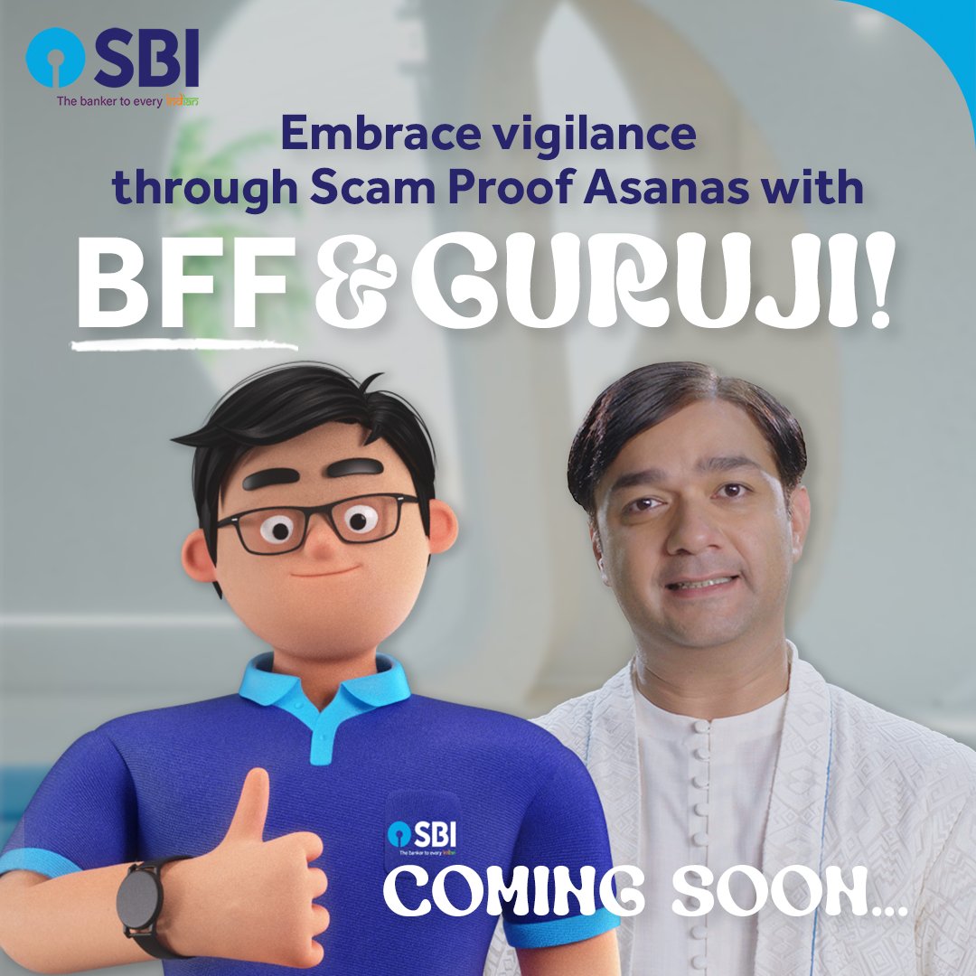 Your #BFF and Guruji are back with Scam Proof Asanas 2.0. Learn how to dodge online scams like a pro. Don’t miss it!

#SBIisYourBFF #SPA2 #ScamProofAsanas #BankingFriendForever #SBI #BFF2 #DeshKaFan #TheBankerToEveryIndian #CyberFrauds #CyberSafety #StaySafeWithSBI