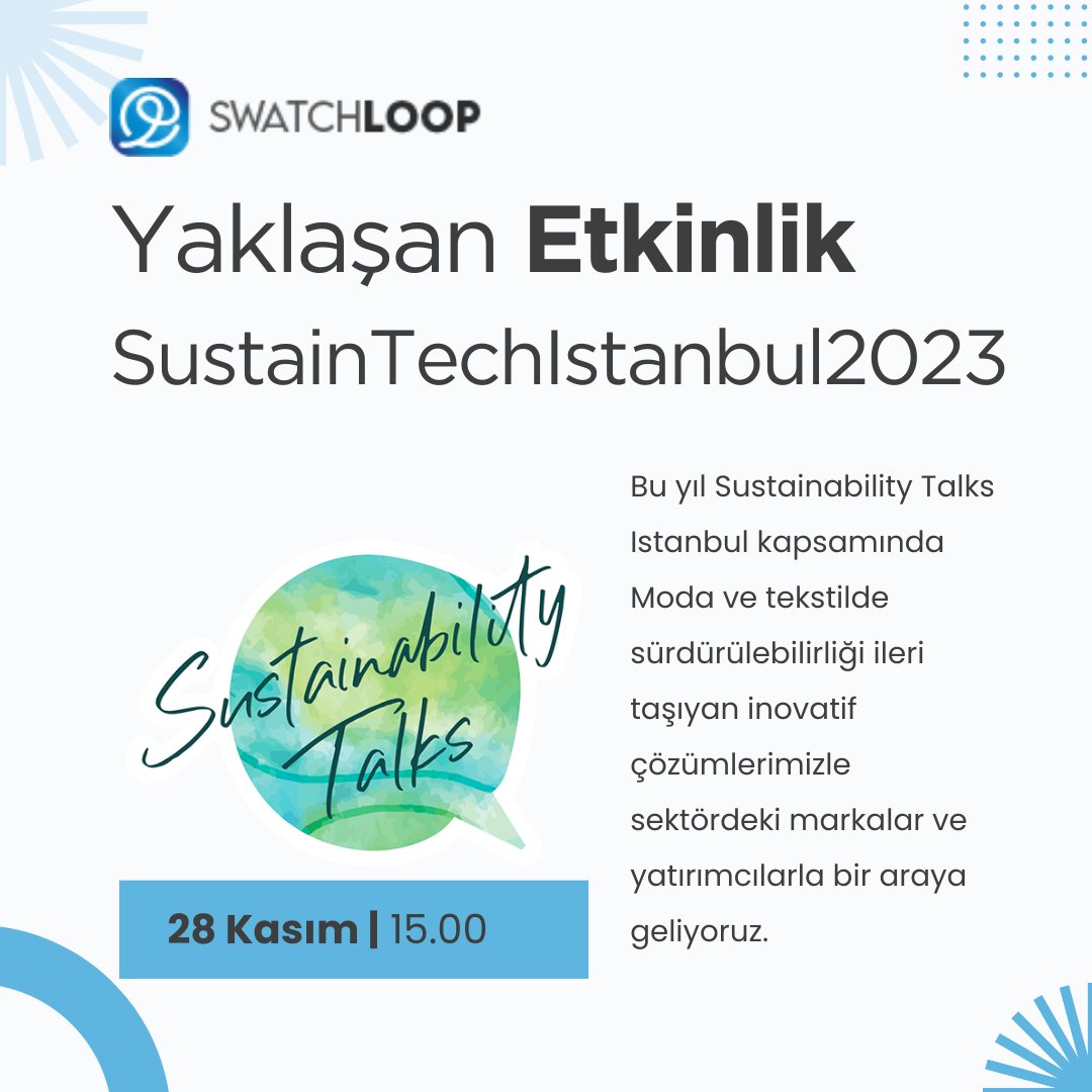 Dönüştürücü ve yenilikçi çözümlerin bulunduğu bu etkinlikte, sektör liderleri ve genç girişimcilerle buluşacağız.

🗓️ 28 Kasım 2023 | November 28, 2023
🕒 15:00 - 18:30 
📍 SustainTech İstanbul Salonu