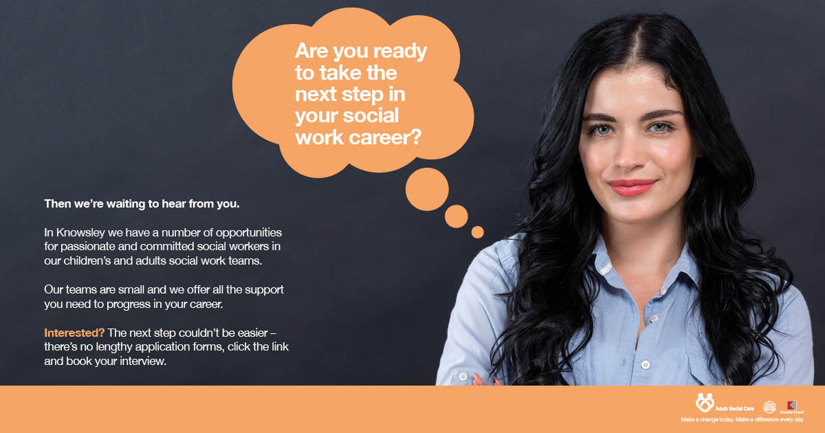 🔎On the lookout for your next role in social care?

➡️ Why take the next step with Knowsley? We’ve got a number of vacancies in both Adult Social Care and Children’s Social Care.

💙 Make a change today, make a difference every day.

orlo.uk/JTjLU