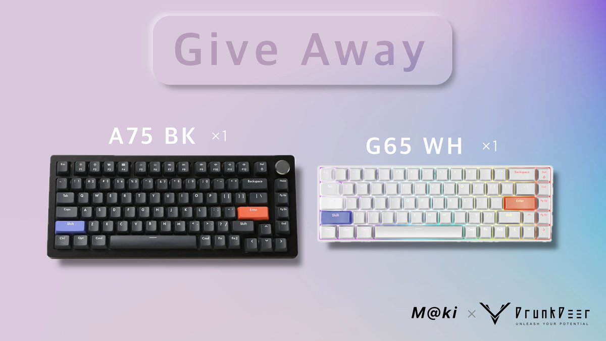 SisterMK1's tweet photo. W winners GiveAway 

登録者5K × BlackFridayを記念して、抽選で二名様に DrunkDeer A75/G65 をプレゼント致します。 
 
条件 
・@SisterMK1 と @DrunkDeerKeeb をフォロー 
・このツイートを「いいね」「リポスト」 
・期限2023/11/24〜/30 23:59  

A75/G65はWootingと同じラピッドトリガーを搭載する磁気スイッチキーボードです。 
詳細: https://t.co/EaUxEz0NmO

いつも動画を見てくださっている皆様、本当にありがとうございます。日頃のサポートに感謝します。