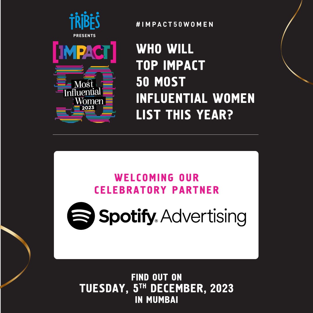 We're thrilled to announce Spotify Advertising as our Celebratory Partner for IMPACT 50 Most Influential Women, 2023. Get ready for an unforgettable celebration! @Spotify @spotifyindia @SpotifyAds #IMPACT50Women #Spotify #Advertising #Marketing #Media #Awards #Women