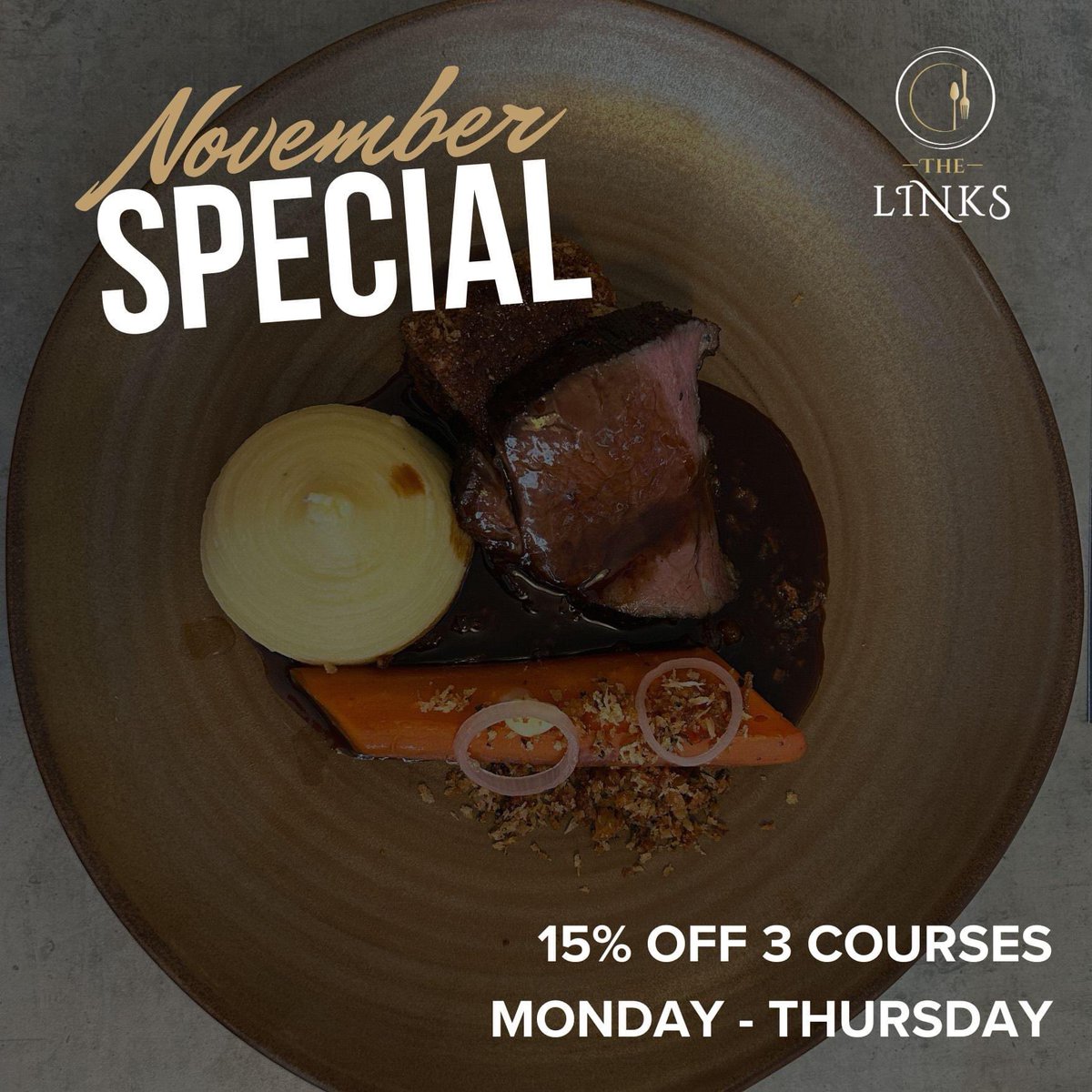 The Links (@thelinkstenby) on Twitter photo Time is running out to enjoy our special November offer at The Links! β°
Treat yourself to a delightful 3-course meal from Mon - Thurs and relish a 15% discount! 
To book your table online visit:π thelinkstenby.co.uk or call 01834 495001.
#thelinkstenby #novemberspecial Time is running out to enjoy our special November offer at The Links! β°
Treat yourself to a delightful 3-course meal from Mon - Thurs and relish a 15% discount! 
To book your table online visit:π thelinkstenby.co.uk or call 01834 495001.
#thelinkstenby #novemberspecial