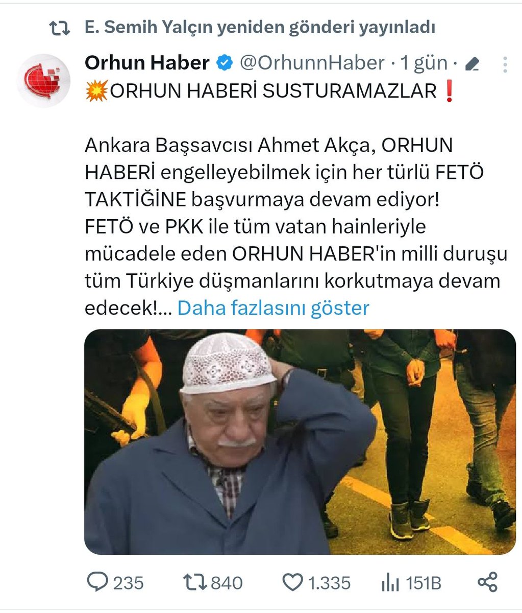 Başsavcısının tehdidine ilişkin Ülkü Ocakları Genel Başkan Yardımcısı gözaltına alındı. Tehdit paylaşımını MHP Genel Başkan Yardımcıları Semih Yalçın, İzzet Ulvi Yönter ve Ülkü Ocakları Genel Başkan Ahmet Yıldırım başta olmak üzere çok sayıda MHP'li paylaştı.