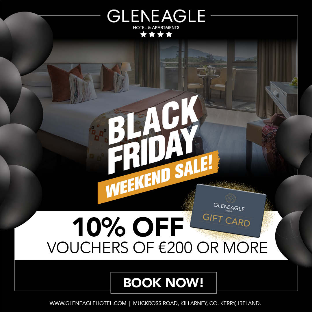 Our Black Friday Weekend Sale Is Live Now! Get 10% off vouchers when you purchase a voucher of €200 or more! Plus Enjoy 15% off Double/Twin and Family/Triple Rooms B&B on Selected Dates December 2023 - March 2024 Shop Now: bit.ly/49Mi5K7 Vouchers are Valid for 5