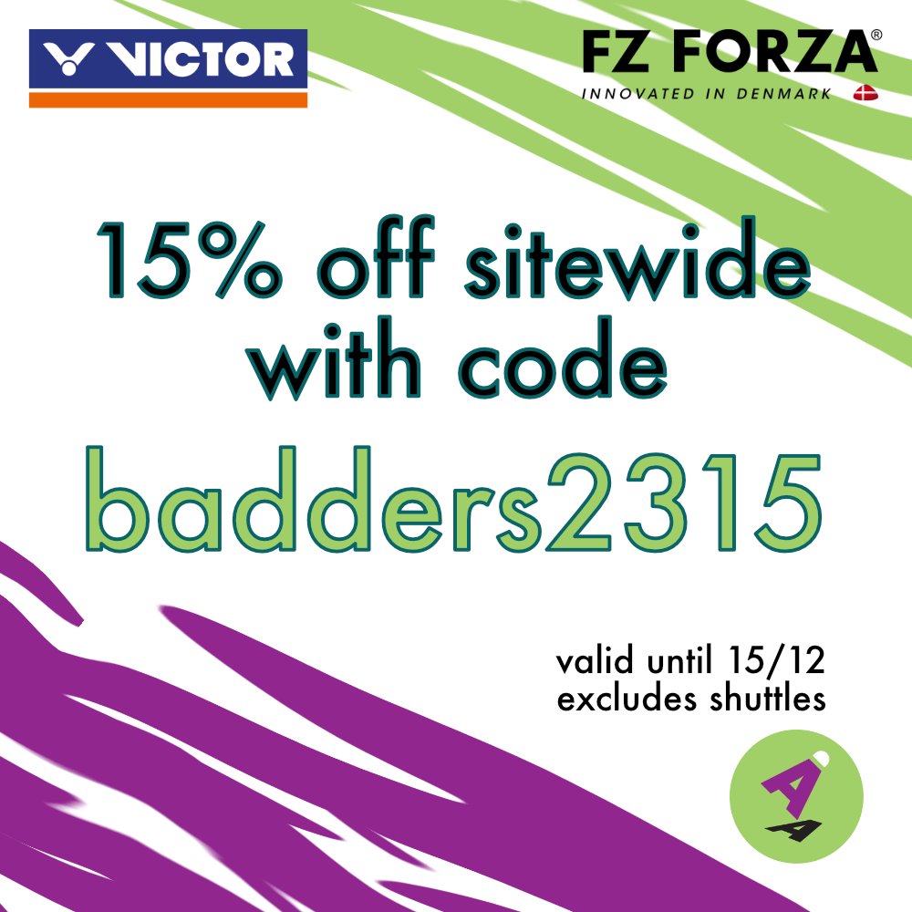 badmintonalpha's tweet photo. Grab 15% off with the code badders2315!

(until 15 December - excludes shuttles)

https://t.co/toT2ayX87T https://t.co/ueKRmt6D8l