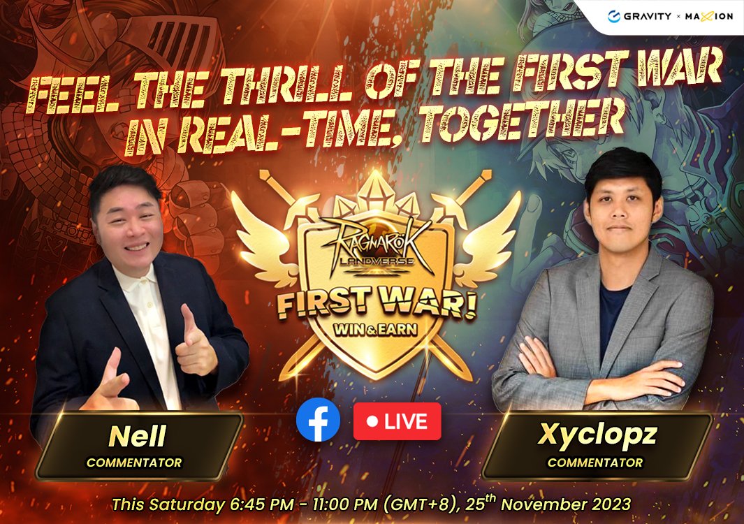 ROLandverse's tweet photo. Ragnarok Landverse First War Live! Experience the thrill of battle on both servers during the WOE.
From 6:45 PM to 11 PM (GMT+8), on the 25th of November.
๐Play #RagnarokLandverse on PC!
โโ https://t.co/Bjoz2WayJq
#FirstWarCountdown #RagnarokOnline #Web3Gaming #PCMMORPG https://t.co/CuRmijR9yb