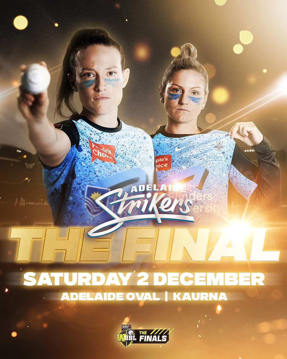 We’re hosting The Final at the #BestCG! 

Next Saturday, 640pm ACDT, tickets on sale Monday. See you there, Strikers fam! #OurOvalOurTeam #WBBL09