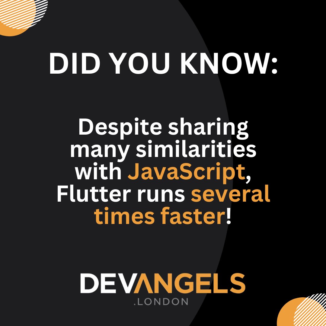DevAngelsLtd's tweet image. Were you aware of the difference in speed between Flutter and JavaScript?

For more comparisons between, and pros and cons of different frameworks and programming languages, be sure to follow us on social media!

#flutterexpert #appdevexpert #appdev #flutter #dart #mobileapp