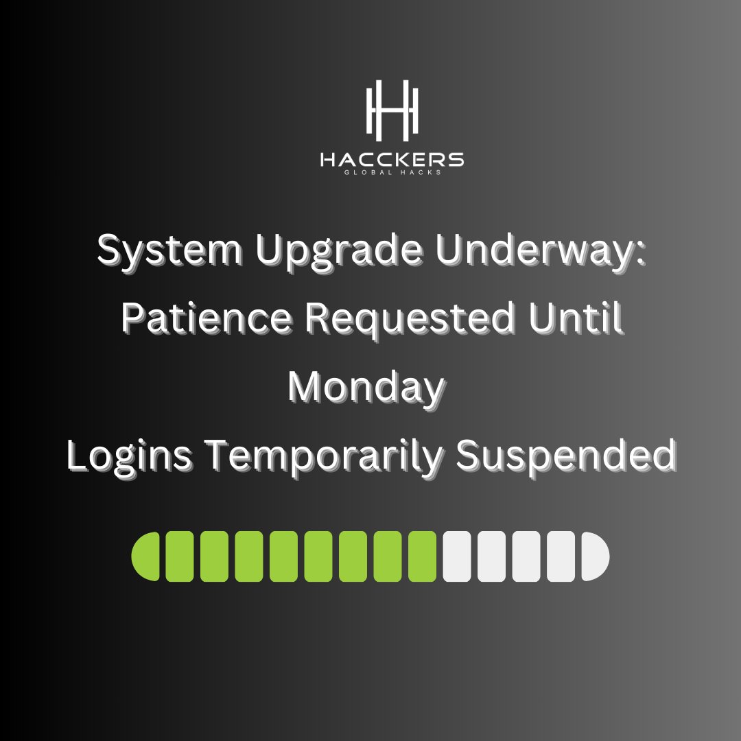We're enhancing our system for a better experience! Please bear with us until Monday. During this period, logins are temporarily suspended. Your patience is greatly appreciated as we work to bring you improved services. Thank you!  #SystemUpgrade #TechUpdate #StayTuned