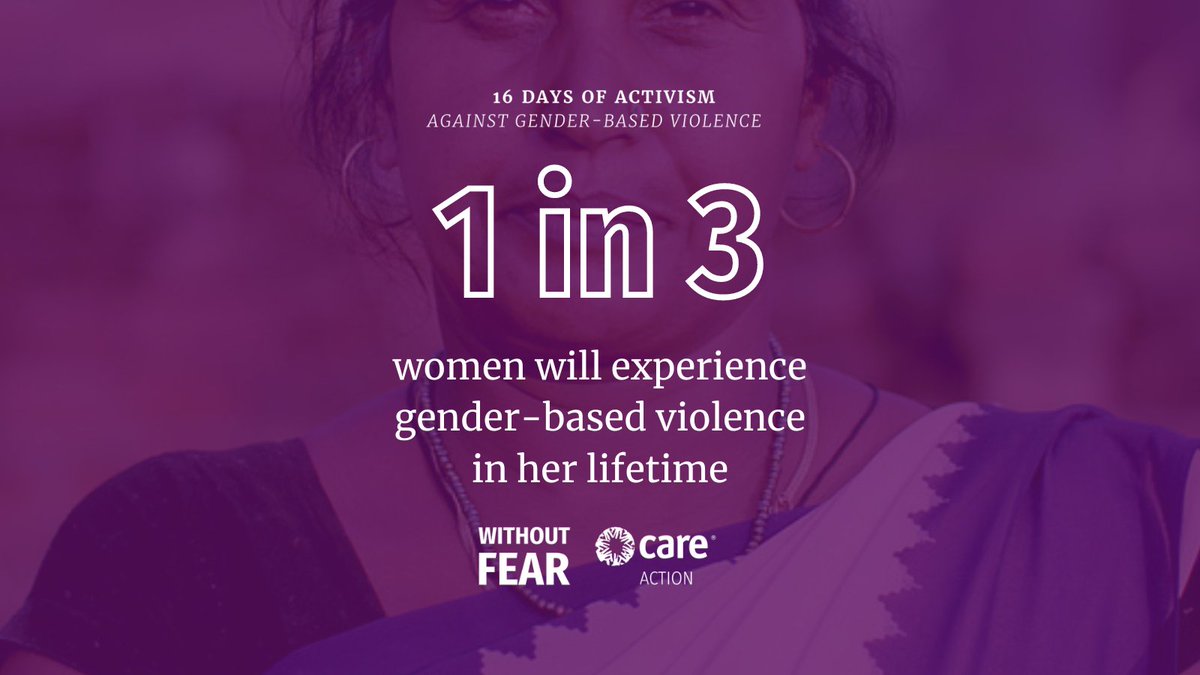CAREGlobal's tweet photo. Women everywhere should be able to enjoy life #WithoutFear of abuse, harassment &amp;
violence.
Join #CARE during #16Days and call on world leaders to put women’s rights, safety, and well-
being first by fully funding global programs that prevent and respond to gender-based violence. https://t.co/kLYiJppUnV