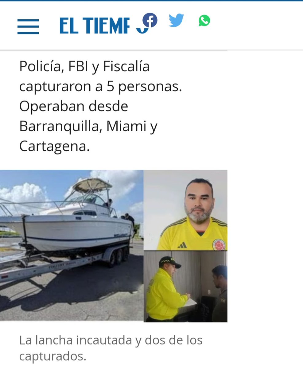 APOLOC8's tweet photo. De los gritaban en el estadio:  ¡ fuera Petro !

Incautaron una lancha, armas y 259.000 dólares

Policía, FBI y Fiscalía capturaron a 5 personas. Operaban desde Barranquilla, Miami y Cartagena. https://t.co/dO0ofmoVN8