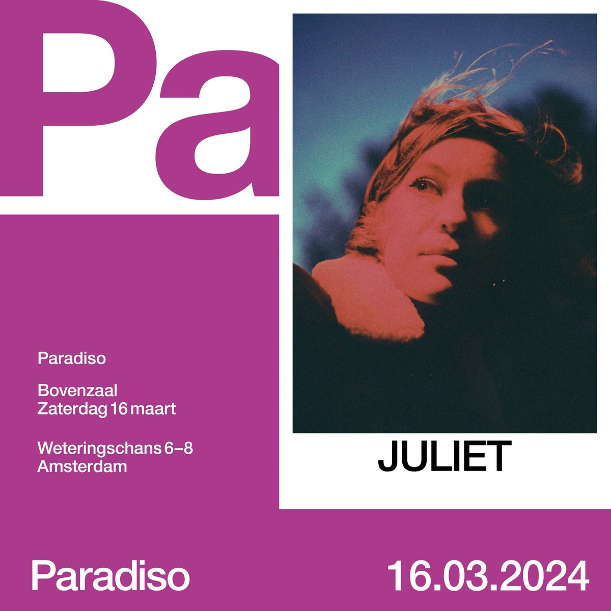 💫 JULIET IN PARADISO 💫
TICKETS: paradiso.nl/programma/juli…
Wow, een droom komt uit! Mijn eerste eigen show in Paradiso, Amsterdam op 16 Maart 2024! ❤️Van 30 sec. liedjes tot emo-ballades, het komt allemaal voorbij! En ik neem mijn te gekke band &amp; blazers mee!  Hopelijk tot daar!