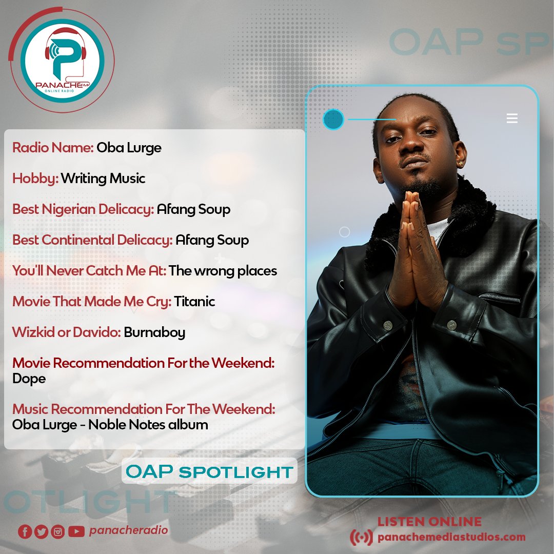 panacheradio1's tweet photo. On todays episode of spotlight on Panache, The iconic OAP of the day is @obalurge. A multi-talented multi-disciplinary OAP. Catch him live on Panache Radio.

Link in bio

#oapspotlight #music #fm #icon #panacheradio #oap #radio https://t.co/UvS9iokvQD