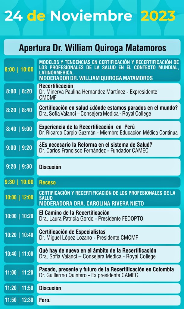 lilo1278's tweet photo. 🎯Hoy estaremos con @AIpocrates @OxlerCeo @MD_Andres_R7 @DrRicardoPena en el Seminario Internacional de Recertificación y desarrollo permanente del personal de salud #CAMEC #educacion #InteligenciaArtificial 📢 https://t.co/7AhiT78XFY
