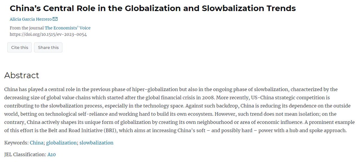 Aligarciaherrer's tweet photo. Here is a short journal article I have just published on the important issue of #China’s role in #globalization/#desglobalization https://t.co/0jQK4odC64