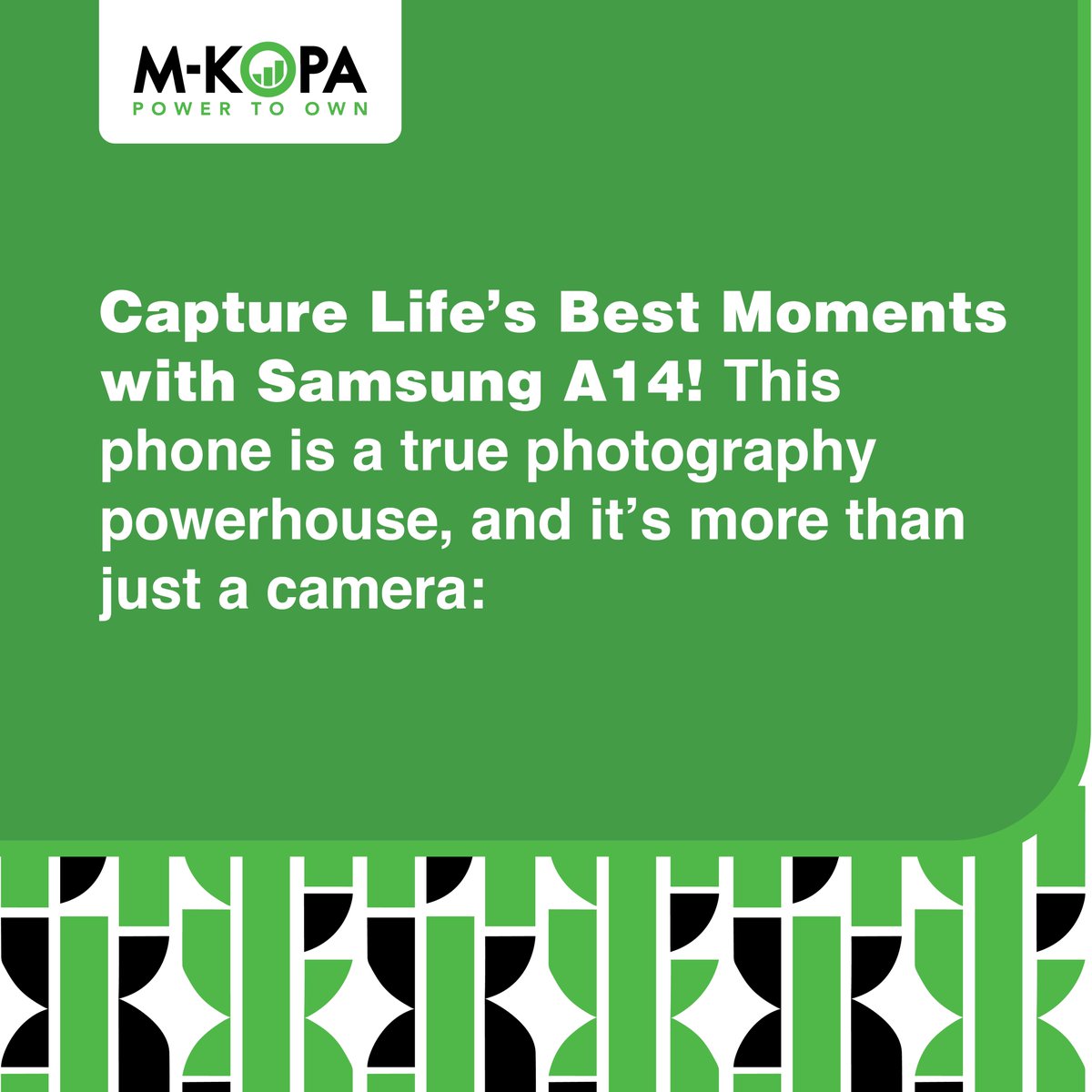 mkopaghana's tweet photo. 📸 Capture Life's Best Moments with Samsung A14! This phone is a true photography powerhouse!

📞 Ready to capture memories? Whatsapp ADA via 055 166 8800 and make this your daily driver!

#SamsungA14 #PhotographyFun #UpgradeYourLife
#M-KOPA #MKOPAGhana #Samsung #GadgetGoals https://t.co/KVX4pDN4Gt