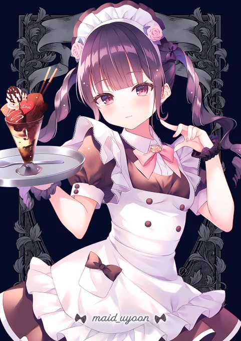 黒髪ツインのメイドさん