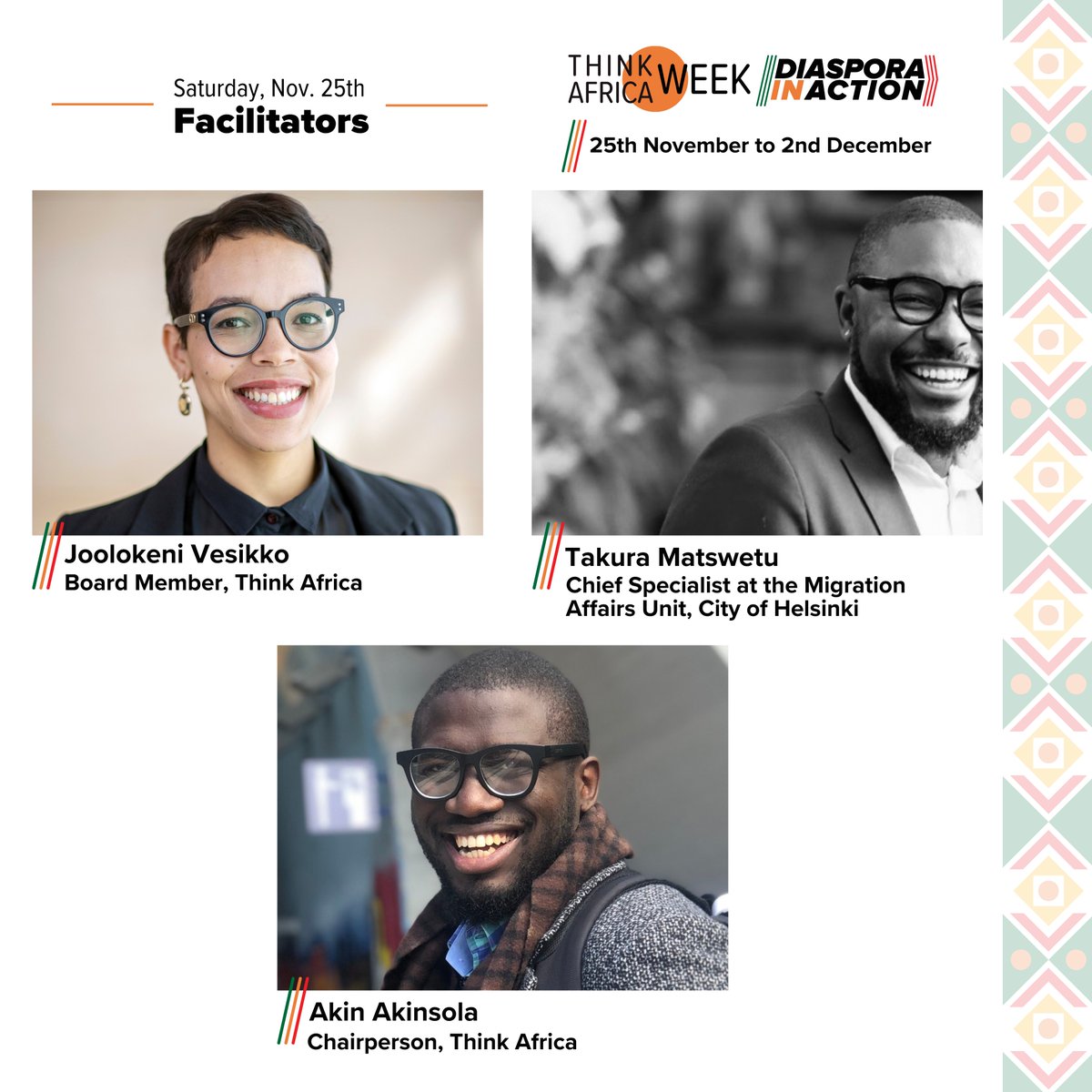 Meet the Voices of the Opening Ceremony of Think Africa Week 2023!

Tomorrow, we'll celebrate the incredible impact and influence of the African diaspora living in Finland and beyond.

As we gear up for TAW, discover the speakers of our Opening Ceremony.

bit.ly/taweek23