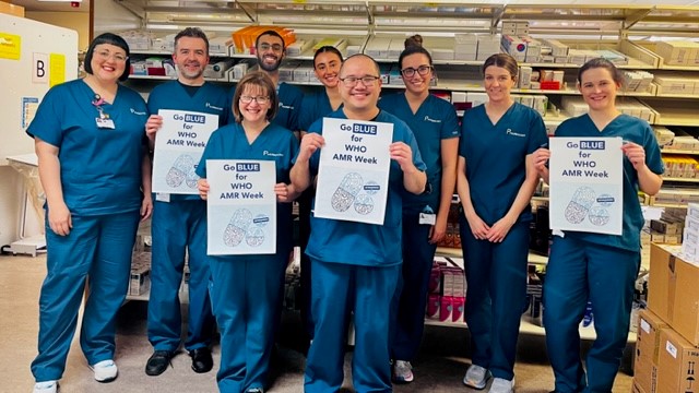 This is World AMR Awareness Week and the pharmacy team at University Hospital Hairmyres are dressed to impress in their new blue uniforms to support the World Health Organisation’s (WHO) Go Blue for WHO AMR. . For more info visit who.int/campaigns/worl….