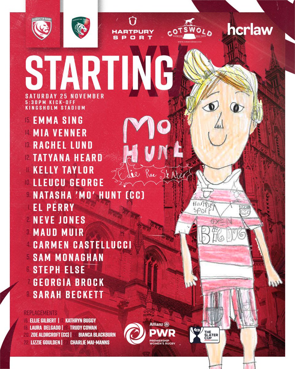 𝙏𝙝𝙚 𝙎𝙡𝙖𝙩𝙚𝙧 𝘾𝙪𝙥 🏆

Here is your #GlosHartpury team ahead tomorrow’s inaugural Women’s Slater Cup.

🎨Designed by Edie Slater (8)

📰bit.ly/GHteamSlaterCup
🎟️bit.ly/TheSlaterCup20…

#Allianzpwr | #TheSlaterCup 🏆