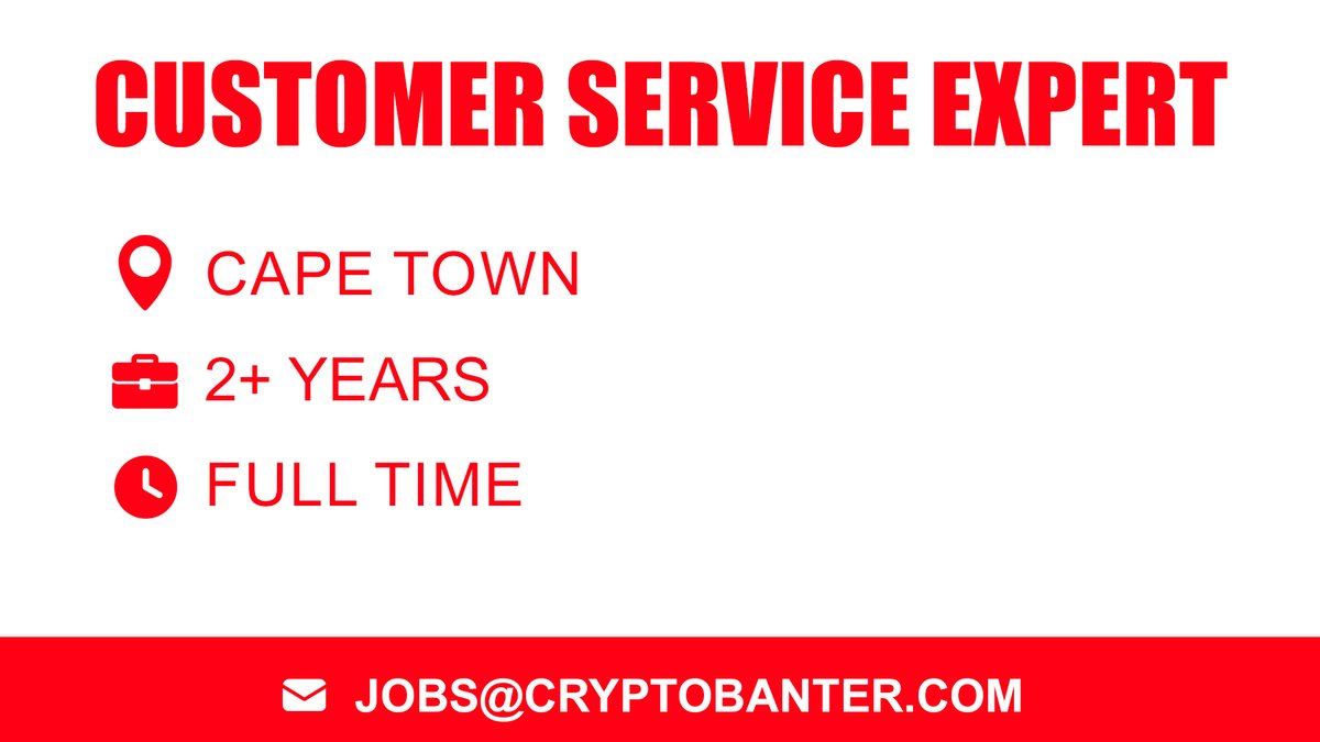 crypto_banter's tweet photo. WE ARE HIRING A CUSTOMER SUPPORT SPECIALIST!

Role Overview
We're looking for a skilled and highly motivated Customer Support Specialist to join our team. The ideal candidate is someone who is not just knowledgeable in customer support but also brings a strong understanding of the crypto industry, is technologically proficient, and exhibits excellent communication skills.

Responsibilities
⚪️ Provide high-quality customer support via email, live chat, and social media, particularly on platforms like Discord.
⚪️ Address and resolve customer inquiries and issues in a timely and accurate manner.
⚪️ Maintain in-depth knowledge of our products and services, as well as broader crypto industry trends.
⚪️ Collaborate with the team to improve overall customer experience.
⚪️ Stay updated with new technologies and industry best practices to ensure continuous improvement in service delivery.

Job Specifications
⚪️ Proven experience
⚪️ Excellent English & communication skills.
⚪️ Technological proficiency, including experience with Excel and data capture tools.
⚪️ A solid understanding of crypto concepts and market dynamics
⚪️ Experience in managing customer & handling queries effectively
⚪️ Ability to work in a dynamic, fast-paced environment

Preferred:
⚪️ Strong analytical skills & attention to detail
⚪️ Previous experience in a Customer Support Specialist role
⚪️ Experience managing Discord communities or similar platforms
⚪️ Ability to articulate complex ideas clearly & engagingly