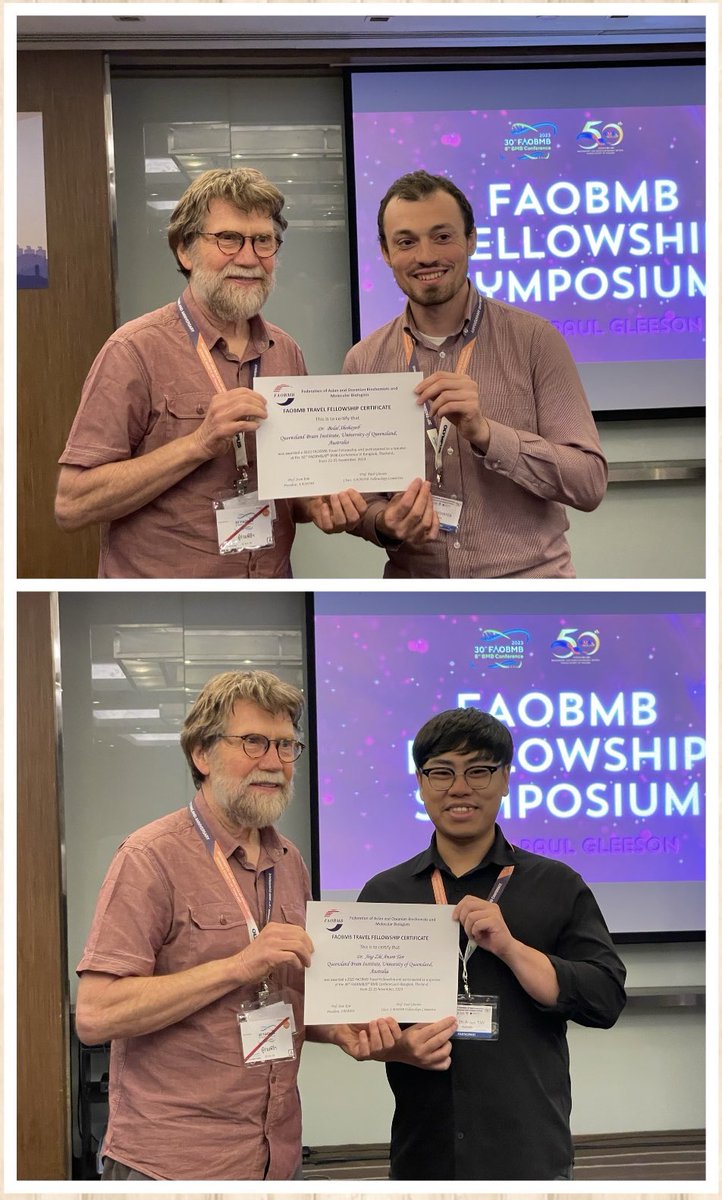 AnggonoLab's tweet image. Well done @an5on_jz from our lab and @BelalShohayeb from the Cooper lab for giving brilliant presentations at the #FAOBMB 2023 conference in Bangkok. Congratulations on your travel fellowships! @QldBrainInst @UQ_News @ITSASBMB