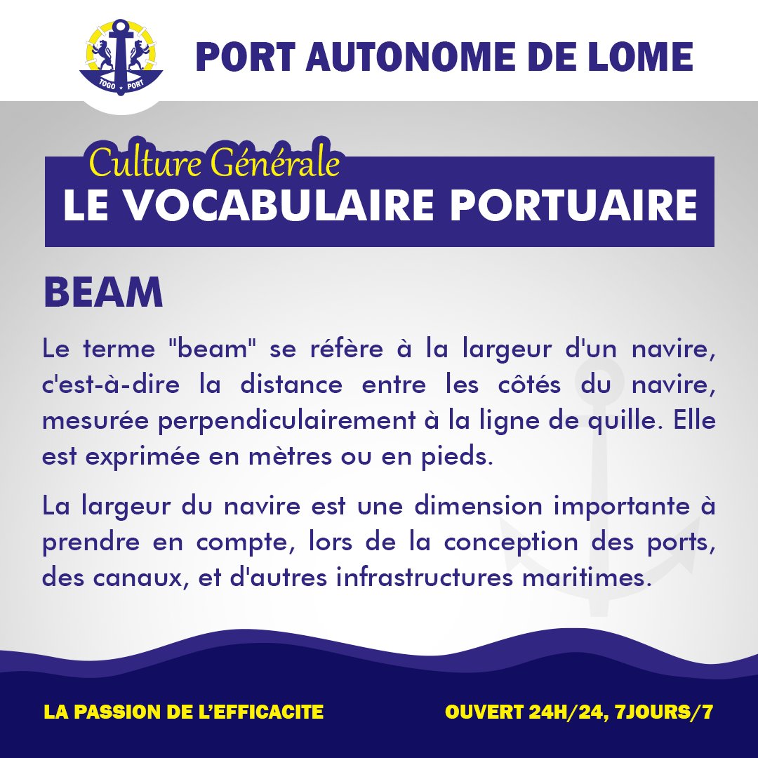 portdelome's tweet photo. CULTURE GÉNÉRALE

Que signifie « BEAM » dans le vocabulaire portuaire ?

#beam #largeur #TransportMaritime #shipping #Transport #logistique #ocean #vocabulaireportuaire #equipement #container #fret #port #maritime #quai #portoflome

@DamTogo @maritimafrica @MaritimeTg https://t.co/FoLkIrsipW