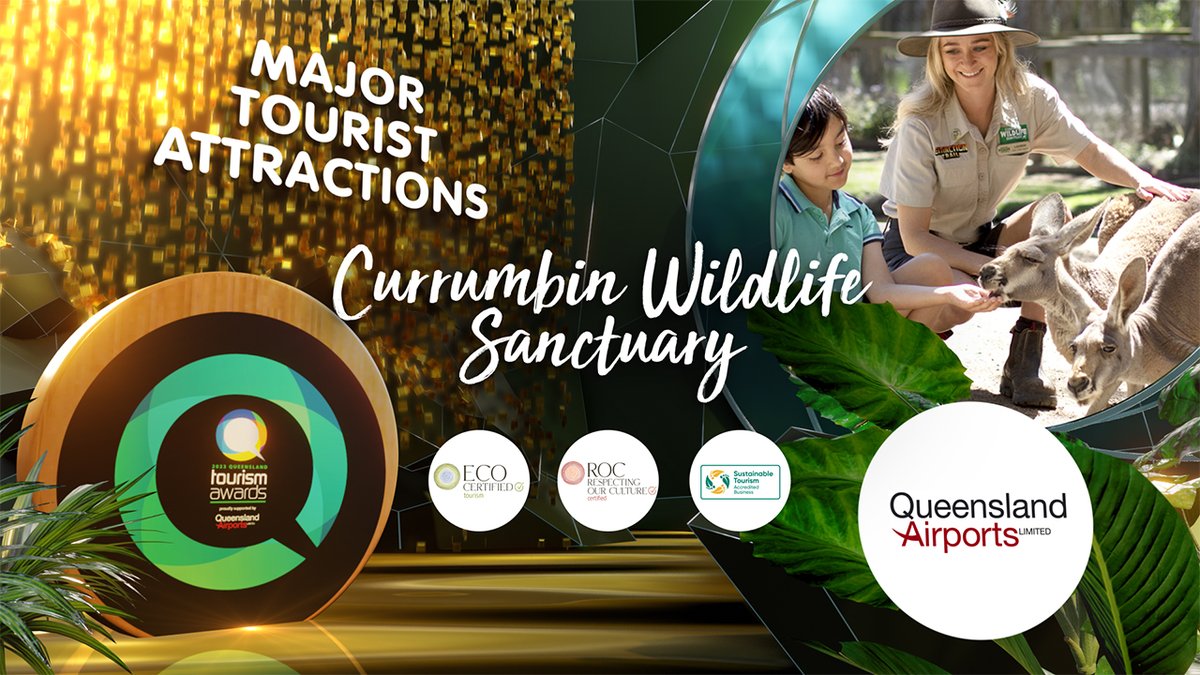 Winning gold for a remarkable third year in a row and entering the Queensland Tourism Awards Hall of Fame, the prestigious ‘Major Tourist Attractions’ award goes to … Currumbin Wildlife Sanctuary! @CWSlive @destgc