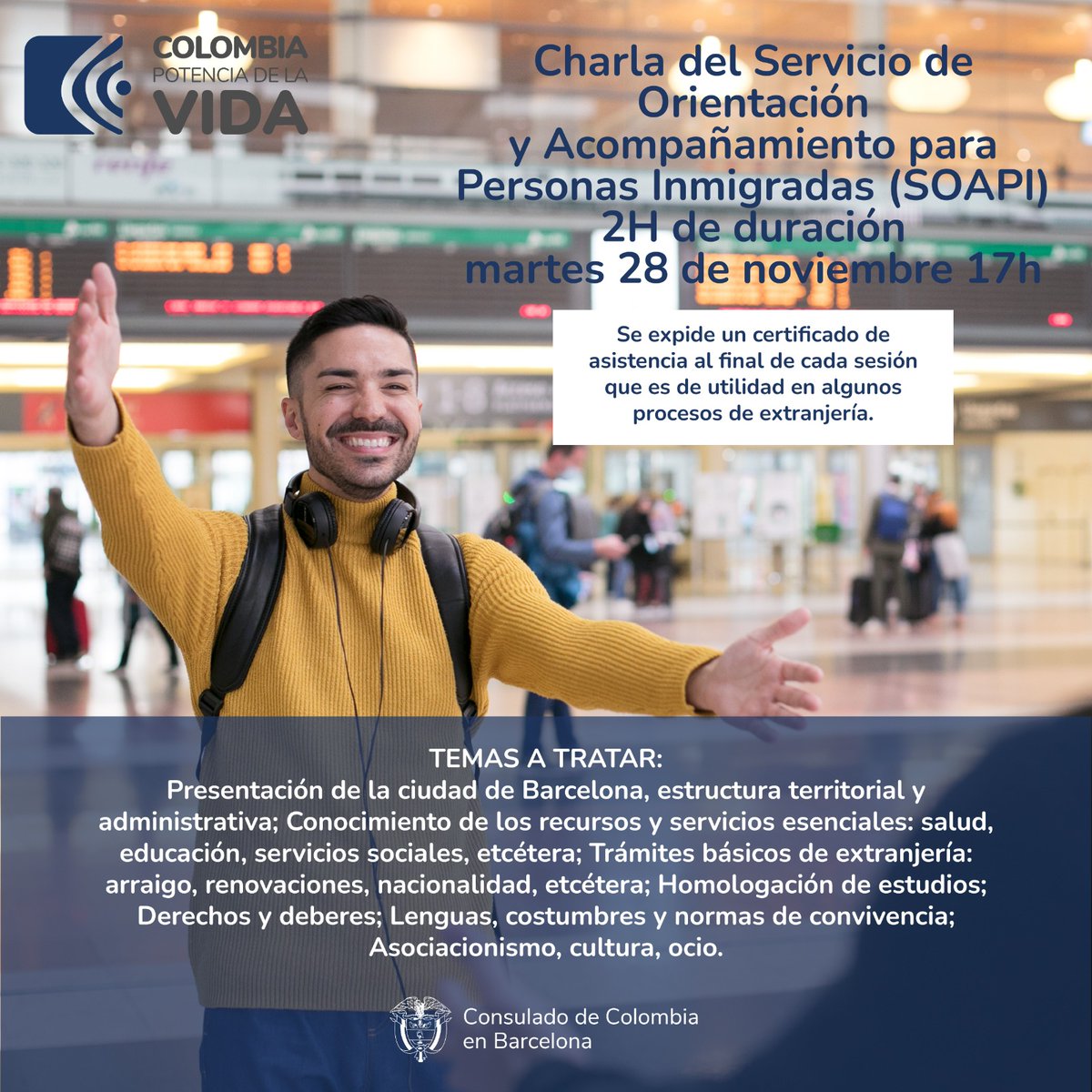 Charla del Servicio de Orientación y Acompañamiento para Personas Inmigradas (SOAPI)

Esta charla esta dirigida a colombianos víctimas del conflicto armado. 

Más información: soapi.cat/e/sg-KZrQ?loca…