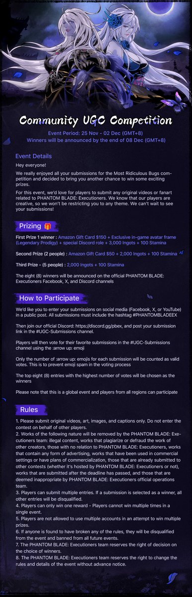 PBEX_global's tweet image. Dear Players, 
The Community UGC Competition is going to launch at 25 Nov!

To see more details👇

#PBEX #PHANTOMBLADEEX