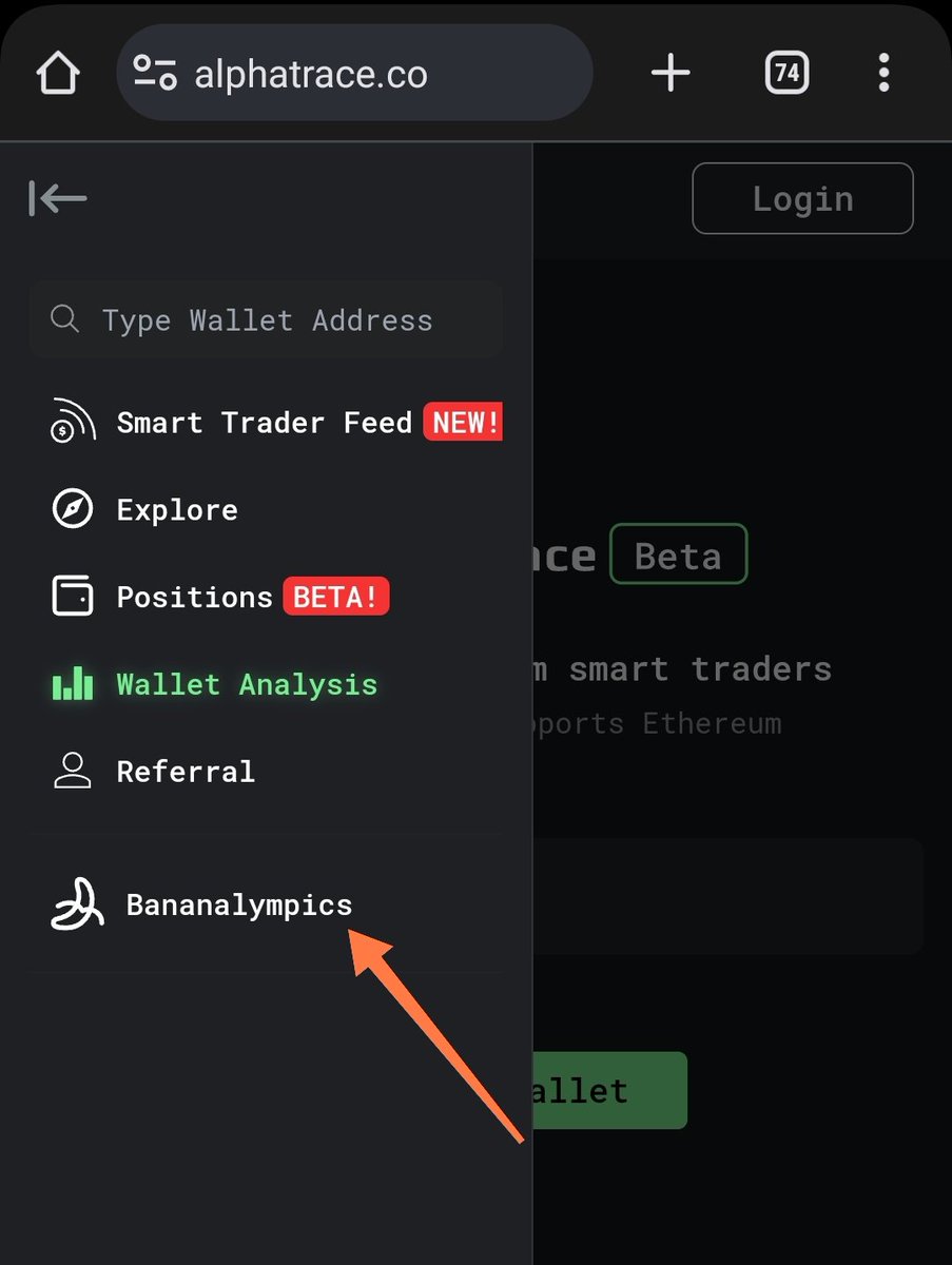 Silverhard_'s tweet image. 𝗧𝗵𝗲 𝗛𝗢𝗪-𝗧𝗢 𝗼𝗳 𝗕𝗮𝗻𝗮𝗻𝗮𝗹𝘆𝗺𝗽𝗶𝗰𝘀

→ Go to alphatrace.co
→ Go to login(top right corner)
→ Sign in with your wallet
→ Check the top left corner and click the bananalympics button
→ You'll see the top traders

Then ↓

#AlphaTrace