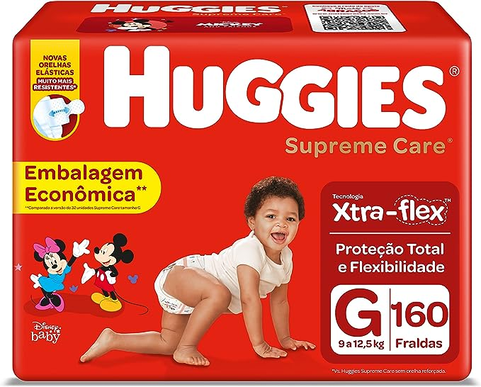 HUGGIES Fralda Supreme Care G – 160 fraldas, Cor: Vermelho