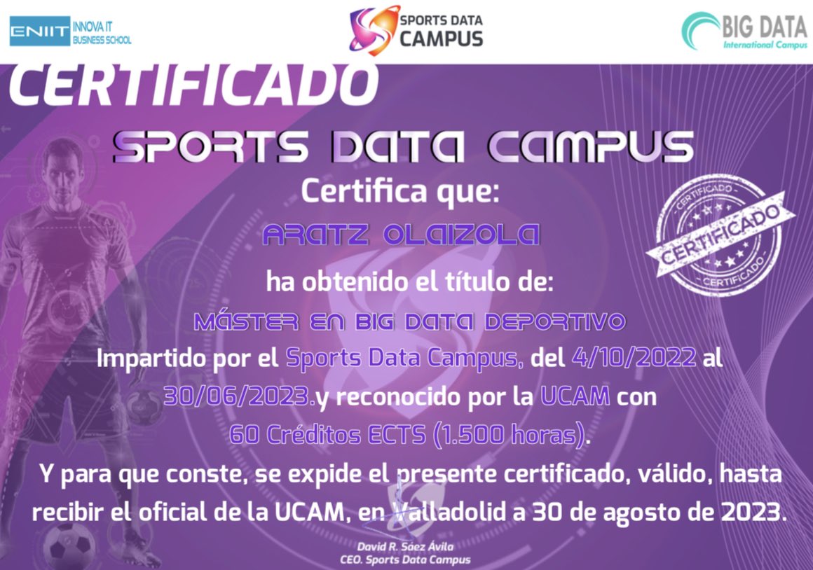 Nuevos conocimientos a la 🎒👨‍💻📊! Gracias a la familia de @SportsDataCamp y en especial a @davidrsaez, @miguelbigdata y @davidfombella!