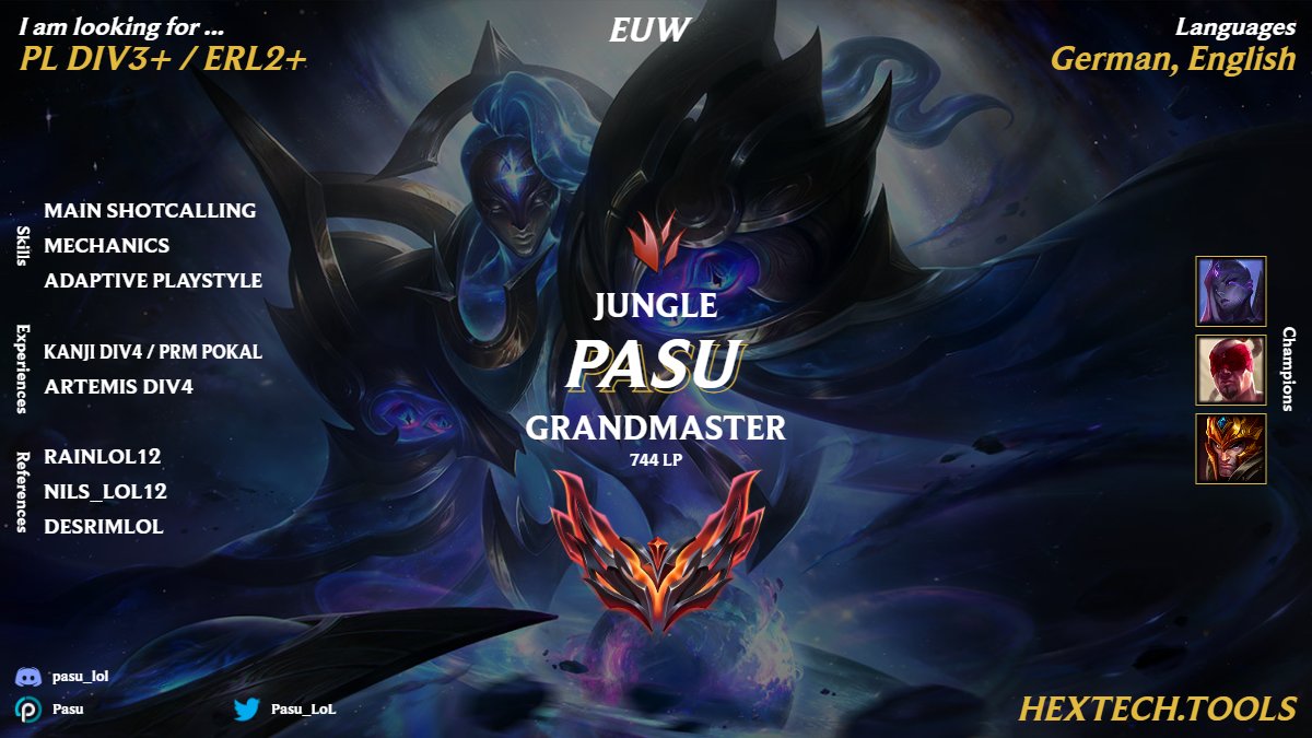 While Im still playing for <a href="/KanjiEsports/">Kanji Esports</a>, Im already exploring my options for the upcoming Spring split. 
Im mainly looking for PL DIV3+, however Im also interested in any other projects in different regions, so just hit me up 🫡

❤️and🔁are appreciated &lt;3