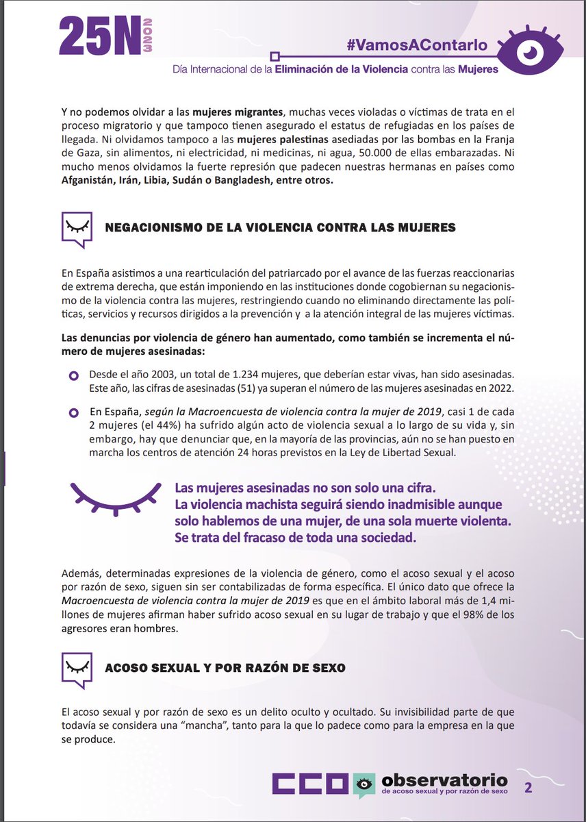 CCOO's tweet photo. #VamosAContarlo: Manifiesto de CCOO con motivo del 25 de Noviembre de 2023: Día Internacional de la Eliminación de la Violencia contra las Mujeres #25N https://t.co/8mT1jTVoSz 

https://t.co/x9Uwuqgatp https://t.co/jQzx860x7K
