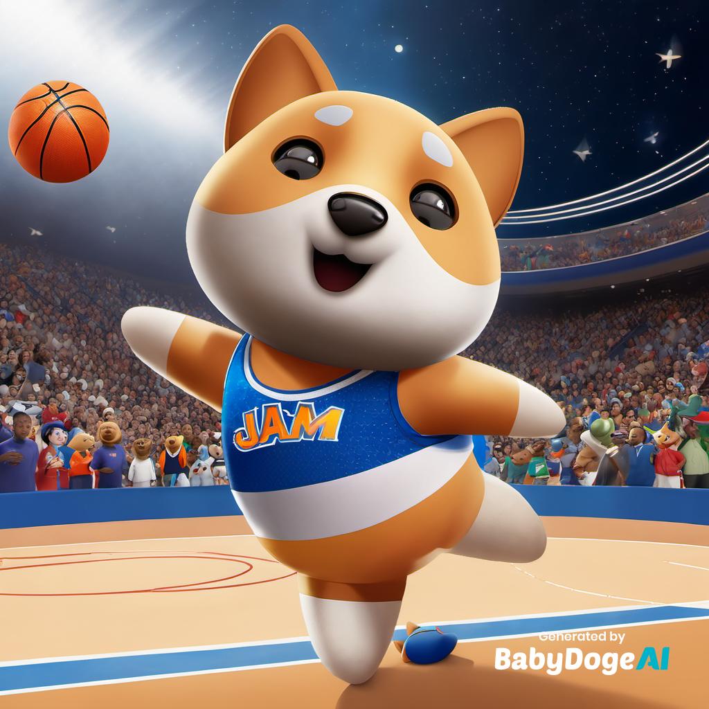"Babydoge as a Space Jam character, participating in a thrilling basketball game or slam dunk contest with other iconic characters. " Generated via #BabyDogeAi Generate your own now at BabyDogeSwap.com/Ai