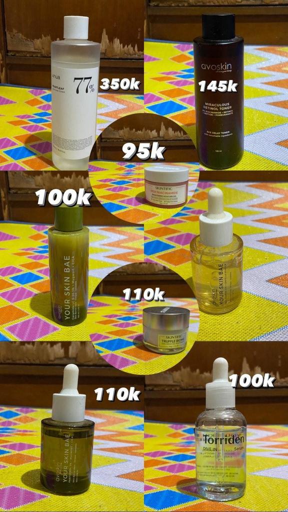 jenorussel's tweet photo. wts wtb anua heartleaf 77%, avoskin miraculous retinol toner, avoskin ysb panthenol 12%, ysb niacinamide 12%, skintific truffle biome, torriden dive in serum, skintific msh niacinamide brightening moisture gel, avoskin ysb toner ceramide mugwort #zonauang #zonajajan #wts #wtb https://t.co/hTzm0PS8Zl