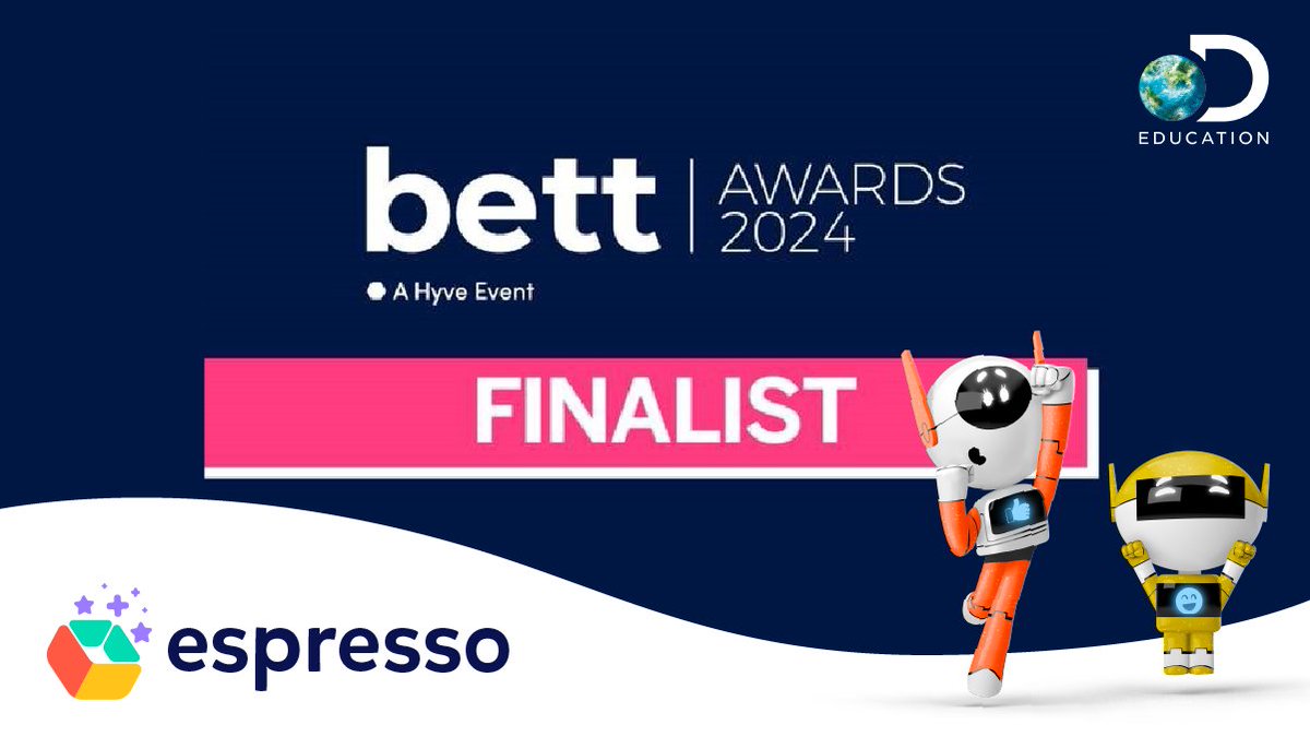 We're thrilled to share that Espresso has been shortlisted in the #BettAwards Primary Digital Learning Product Broad Curriculum (other) category! 🎉

A huge thank you to all the wonderful teachers + pupils who use, love + inspire Espresso - we appreciate you! ✨