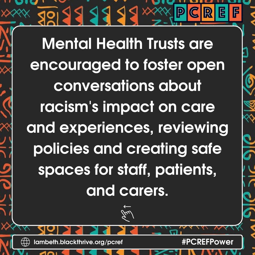 BlackThrive's tweet photo. #PCREF is a groundbreaking framework that aims to implement an anti-racism approach in Mental Health Trusts. We are proud to support this initiative and it's power to bring about real #SystemicChange. βπΎ
Read the framework here: https://t.co/Y3VdIl1TLw
We'd love for you to share your mental health journey and thoughts on healthcare equity with us! Use the hashtag #PCREFPower and let's start conversations.π¬