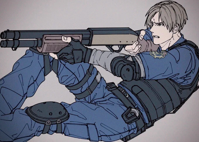 そういえば前にW870構えてるRE2レオン君描いてたのでソッ…  #LeonKennedy
