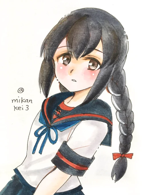 磯波 改二です進水日おめでとう!艦名の由来は浅い海に打ち寄せる小さな波。#艦これ版深夜の真剣お絵描き60分一本勝負 #艦これ版真剣お絵描き60分一本勝負_20231124 #磯波 #艦これ 