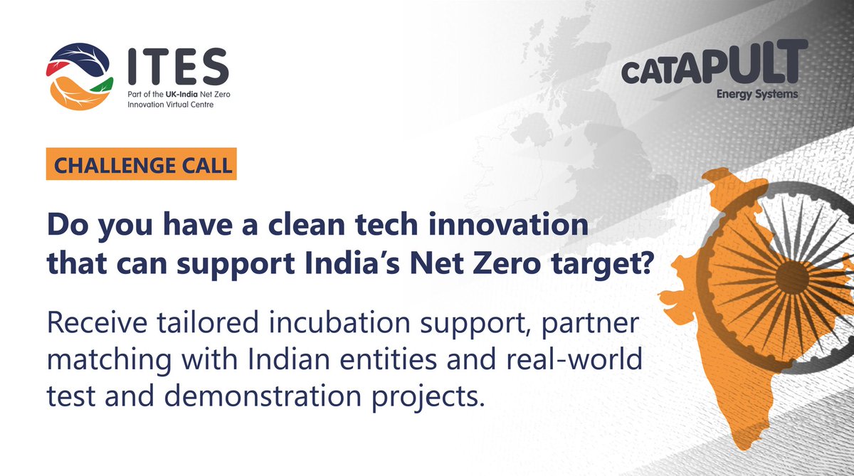 Want access to India's booming market? We've launched a #CleanTech challenge call, under our #ITES initiative. This call will help build new & innovative UK-India partnerships, which accelerate #EnergySystem decarbonisation in India. Apply here: orlo.uk/pxwV2