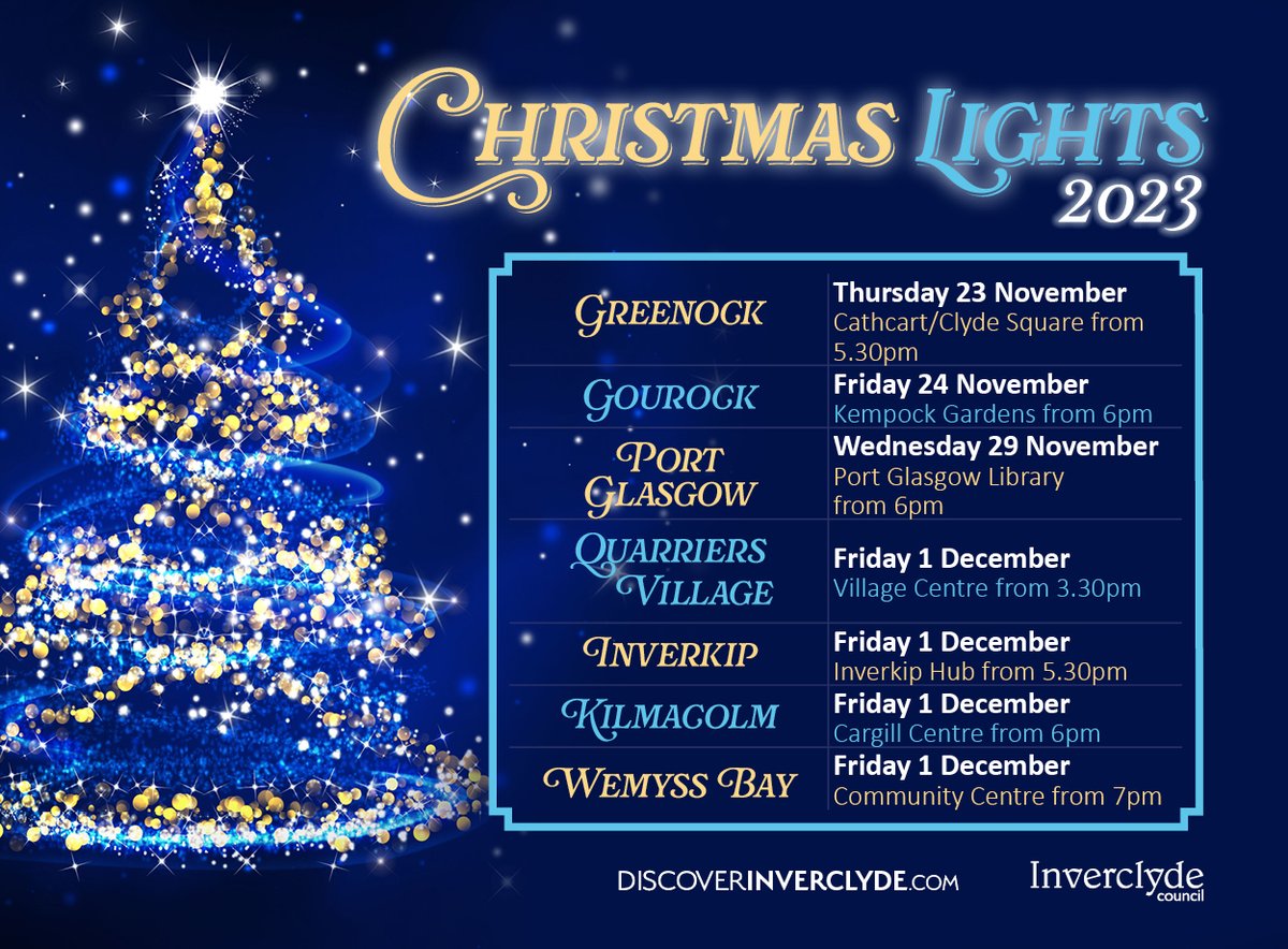 It's over to Gourock this evening for the Christmas lights switch-on from 6pm at Kempock Gardens #Discoverinverclyde #DiscoverGourock #christmasiscoming 🎅🎄⬇️