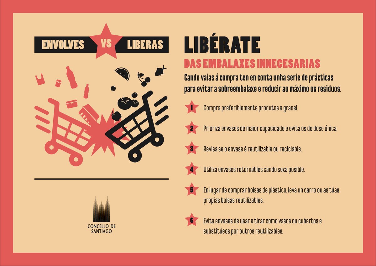 PazodeRaxoi's tweet image. 🥫Ti es dos que envolves ou dos que liberas?????

🛒Cando vaias á compra, mellor libérate das embalaxes innecesarias.

🔴O Gran Encontrón. Muda o teu modelo de consumo.🔴

#ogranencontron #compraresponsable #sostibilidade #sobreembalaxe #reducir #residuos