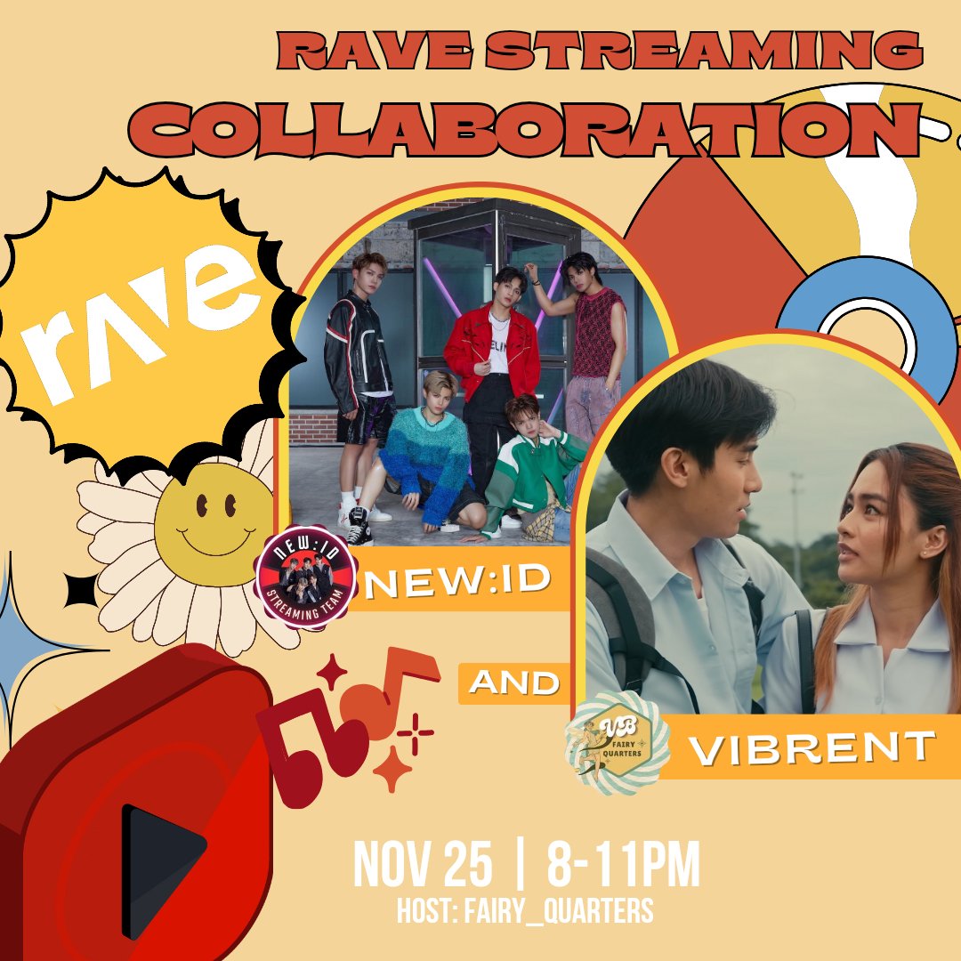 fairy_quarters's tweet photo. RAVE STREAMING COLLABORATION 

Wings up, Fairies! 🧚‍♀️
We will collaborate w/ @NEWIDStream for "E.R" and "Sayaw Ng Mga Tala" M/V together

🕗: 8PM - 11PM
📆: 25th November
📍: RAVE
🎙: @fairy_quarters

Note the time and don't forget to join us tomorrow night! 🤍

#ViBrent
#NEW_ID https://t.co/6YtDOEEwMc