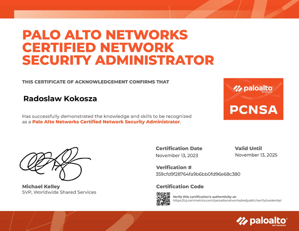NetworkExpert_'s tweet photo. Nasz starszy inżynier Radosław Kokosza uzyskał certyfikację w zakresie Palo Alto Networks Certified Network Security Administrator. Cieszymy się tym bardziej, że to już druga taka certyfikacja w naszym zespole!

#PaloAlto #PCNSA #admin #NetworkExpert #networks #network https://t.co/8QEDqXBEm1