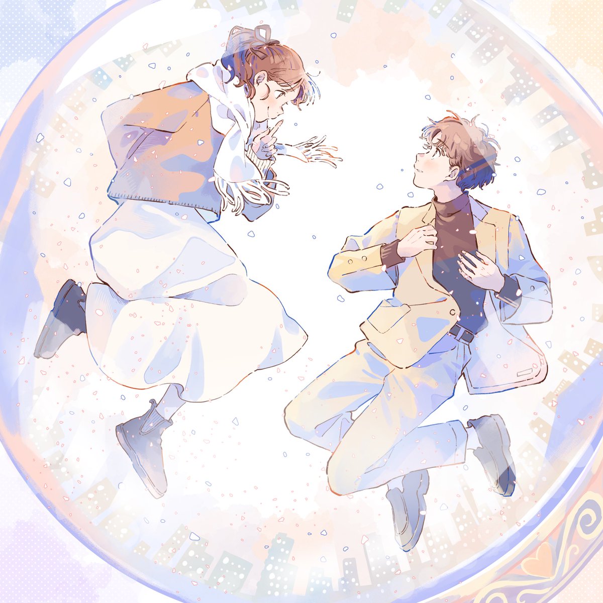 「『ユイカ』さんの新曲「スノードーム」のジャケ写とMV用イラストを描かせていただき」|佳奈のイラスト