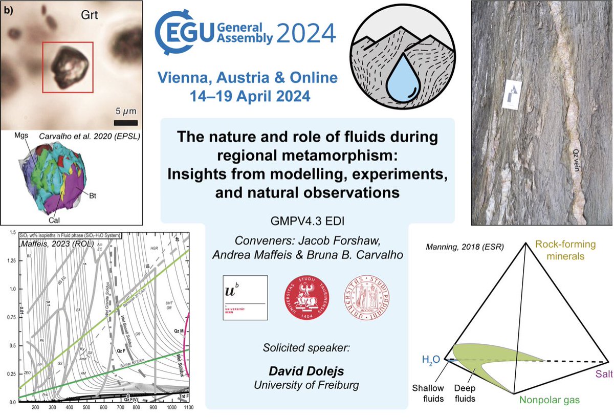 🚨📢🤓Going to attend #EGU2024 ? Interested in fluids and the role they play on metamorphism? Submit your abstract to our session and come discuss with us! meetingorganizer.copernicus.org/EGU24/session/…
Deadline: January 10th 2024