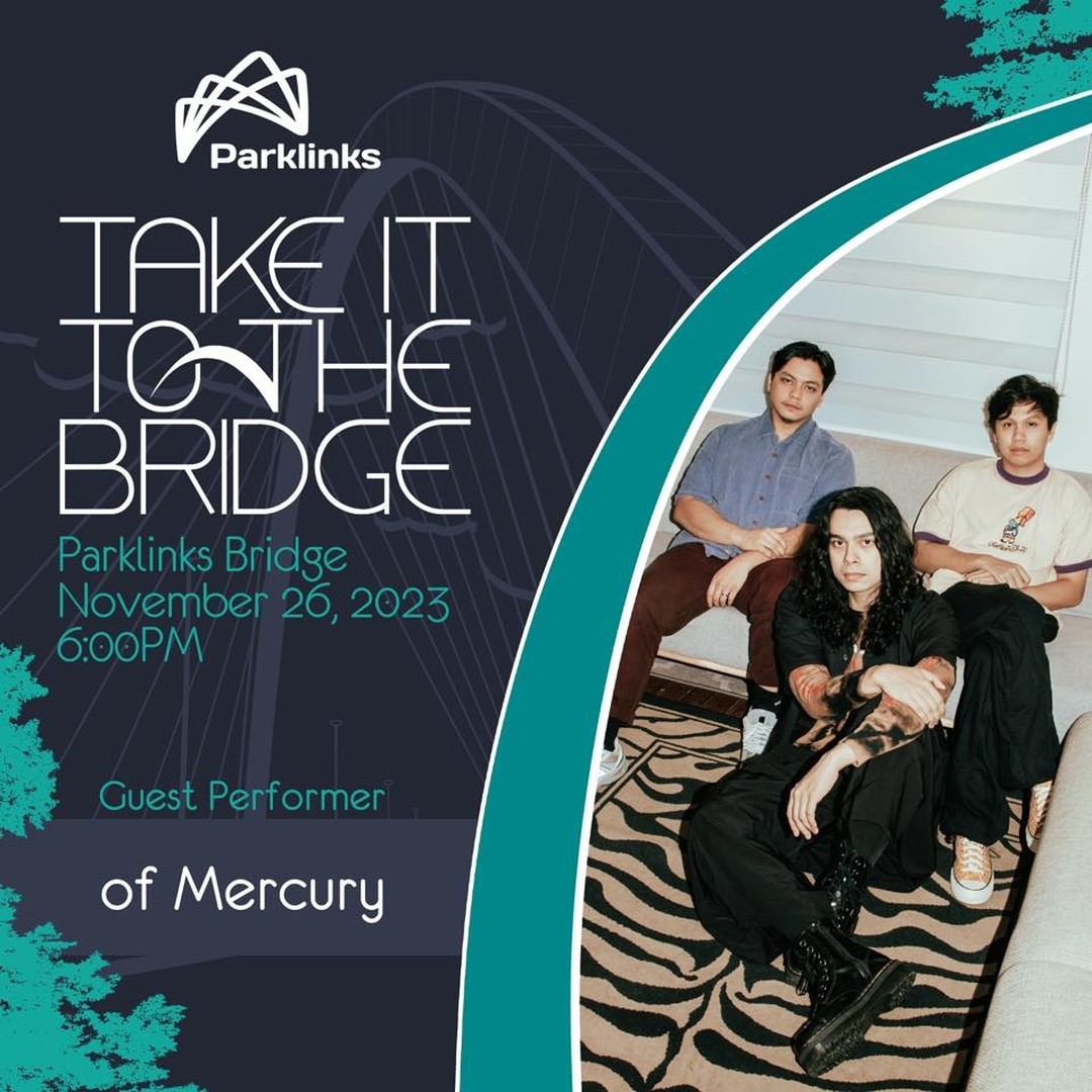 𝗧𝗔𝗞𝗘 𝗜𝗧 𝗧𝗢 𝗧𝗛𝗘 𝗕𝗥𝗜𝗗𝗚𝗘 features <a href="/WarnerMusicPH/">Warner Music Philippines</a> artists—Dilaw (@dilawband), Arthur Miguel (@arthurmiguelii), Jikamarie (<a href="/jikamarie/">JIKA</a>), and of Mercury (<a href="/itsofmercury/">of Mercury</a>).

#ParklinksPH #Parklinks #GreenestUrbanEstate #TakeItToTheBridge  #RainingInManilaTourFinale